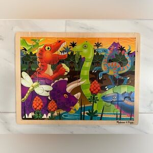 MELISSA & DOUG 24 Piece Prehistoric Sunset Wooden Jigsaw Puzzle Ages 3+ PreLoved